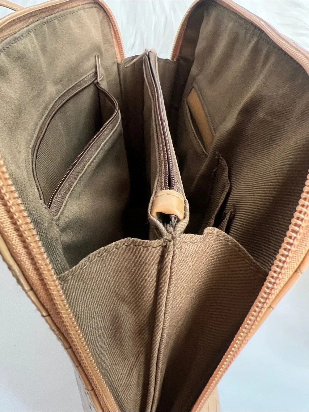 Croc-Embossed Tan Shoulder Bag